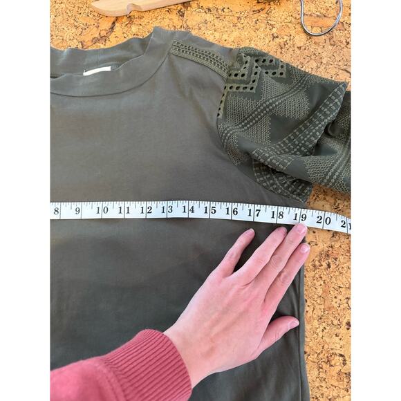 Anthropologie Tiny longsleeve shirt embroidered eyelet puff sleeves M petite - Picture 8 of 11